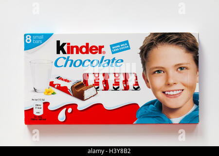 Packet of Kinder chocolate 8 small bars isolated on white background Stock Photo