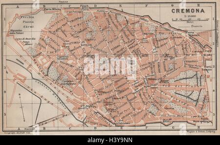 CREMONA antique town city plan piano urbanistico. Italy mappa 1906 old Stock Photo