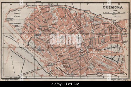 CREMONA antique town city plan piano urbanistico. Italy mappa 1913 old Stock Photo