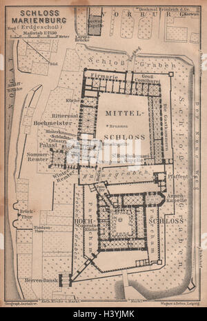 ZAMEK W MALBORKU. Ordensburg Marienburg. Malbork Castle plan. Poland ...