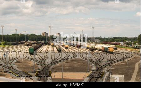 Cargo railway sorting station for trains in Riga Stock Photo