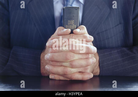 Man, hands, folded, Bible, detail, very close, priest, priest, man's hands, faith, religion, book, Holy Scripture, hold, loneliness, Christianity, Catholicism, note, devotion, hope, pious, religious, religiously, like of a Christian, pray, prayer Stock Photo