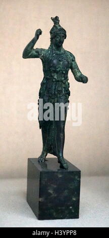 Bronze statuette of the goddess, Athena. Roman, late 1st century AD Said to be from Athens, Greece. Athena was daughter of Zeus and the mortal Metis Stock Photo