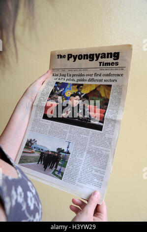 The Pyongyang Times newspaper, North Korea Stock Photo