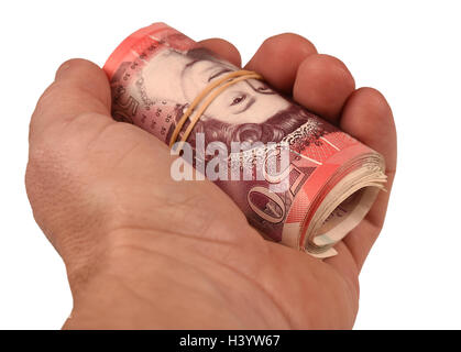 Money, fifty pound notes, banknotes, banknote, cash, currency, sterling, “British money” “British bank notes” Stock Photo