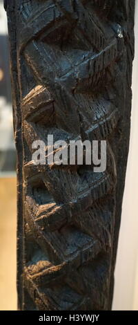 Ship's figure-head made from oak for a Viking Ship. Dated 4th Century Stock Photo