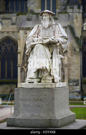 Statue of Richard Hooker, Exeter Cathedral, Devon, UK Stock Photo