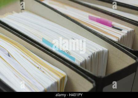 High angle close-up of ring binders in creative office Stock Photo