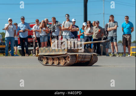 miniature model of the German heavy tank Tiger , a the Second World War, on the radio, the pavement, Stock Photo