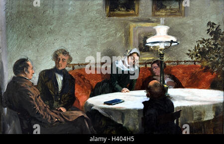 Abendgesellschaft - evening party  - evening company Adolph Menzel 1815-1905 Berlin  German Germany Stock Photo