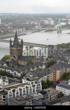 COLOGNE, GERMANY - SEP 17, 2015: Aerial view of Cologne from the viewpoint of Cologne Cathedral. Stock Photo