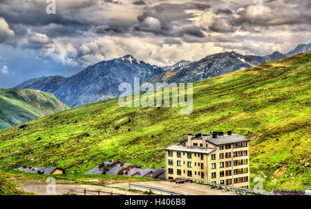 View of Port d'Envalira (2408 m) mountain pass in Andorra Stock Photo