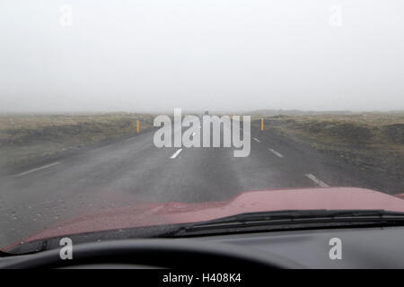 bad driving conditions on the southern lava fields of Iceland Stock Photo