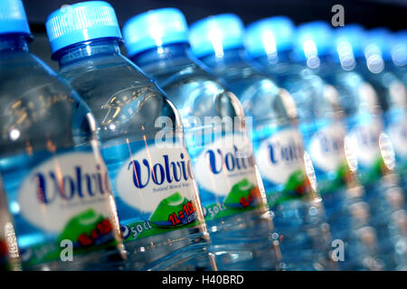 Volvic Water in Shelf Stock Photo