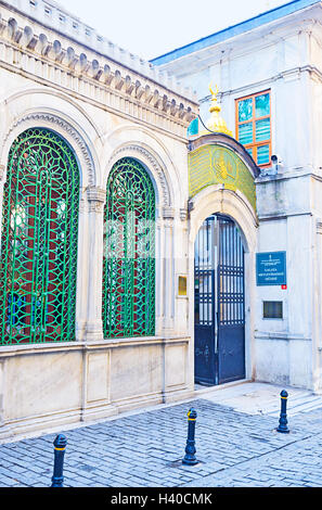 The entrance to Galata Mevlevihanesi or tekke is Mevlevi Whirling Dervish hall, located at Beyoglu district Stock Photo