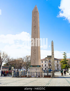 Two ancient obelisks at Sultanahmet square Stock Photo