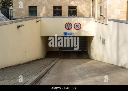 Entrance to underground garage in Russia Stock Photo