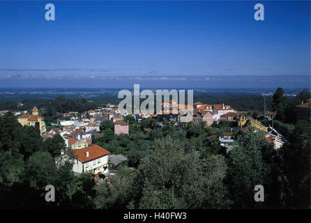 Portugal, region Beira Alta, Luso, health resort, scenery, overview, province Beira Litoral, district Coimbra, wood Bucaco, thermal health resort, 380 m, local overview Stock Photo