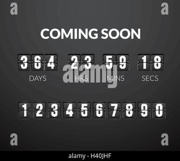 Coming Soon, flip countdown timer panel Stock Vector