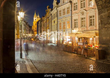 Night falls in Mala Strana (Lesser Town), Prague, Czech Republic. Stock Photo