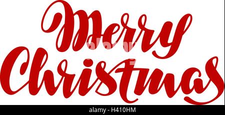Merry Christmas handwriting script lettering. Christmas Stock Vector Art &amp; Illustration, Vector