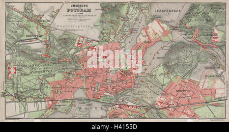 POTSDAM town city stadtplan & environs/umgebung. Nowawes. Brandenburg 1910 map Stock Photo