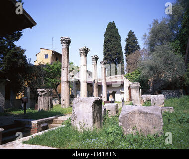 Italy, Veneto, Verona, archaeological museum, inner courtyard, Europe, town, building, structure, court, pillars, remains, rests, story, historically, culture, place of interest Stock Photo