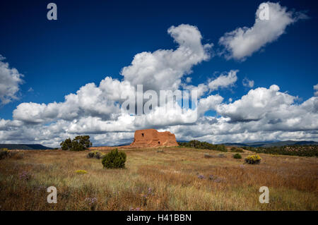 Clouds over the Pecos Mission Ruins in New Mexico, USA. Stock Photo