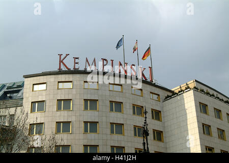 Germany, Berlin, Bristol hotel Kempinski, facade, detail, Europe, town, capital, Kurfürstendamm, embankment Ku', hotel building, hotel, structure, 5-stars hotel, luxury, five-star hotel, hotel business, tourism, Stock Photo