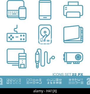 Technology and hardware icons Stock Vector