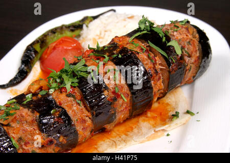 Turkish eggplant kebab Stock Photo