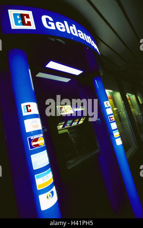 Bancomat cash dispenser, high-speed train machine, services, bank, credit institute, monetary removal, automatic cash dispenser, icon, finances, cash, money, take off, withdrawal, payment, cash withdrawal, cash payment, credit card, conception, comfortably, simply, service, uncomplicated, after-sales service, product photography Stock Photo