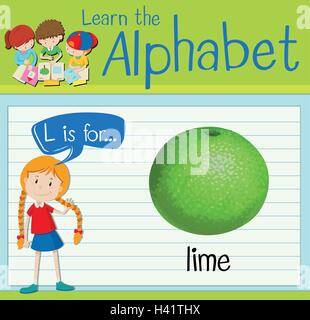 Flashcard letter L is for lime illustration Stock Vector