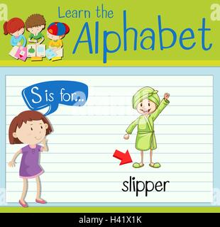 Flashcard letter S is for slipper illustration Stock Vector