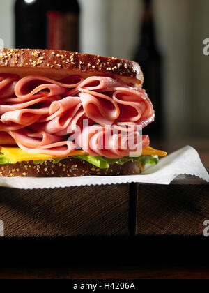 Close up of ham and cheese sandwich Stock Photo