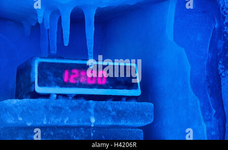 Frozen alarm clock Stock Photo