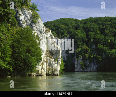 Germany, Bavaria, world castle, Danube breakthrough, South Germany, mountains, rock, Steilfelsen, river, waters, destination, place of interest, nature, breakthrough, cliff faces, deserted, Stock Photo