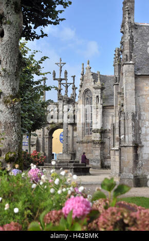 France, Brittany, Lampaul-Guimiliau, church, facade, detail, Stock Photo