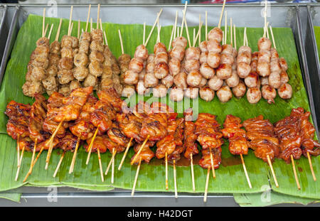 Thailand, island Phuket, cape Laem Promthep, cooking cuisine, meat spits, Stock Photo