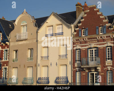 Mers-les-Bains sea front, villas, Somme, Picardie, Hauts-de-France, France Stock Photo