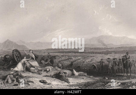Battle of Culloden 1745. Culloden Moor Moray Firth. Inverness-shire. ALLOM c1840 Stock Photo