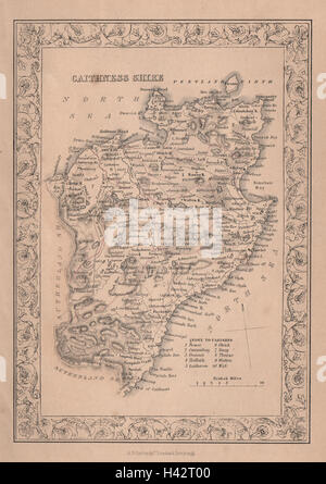 Decorative antique county map of Caithness-shire, Scotland. FULLARTON 1868 Stock Photo