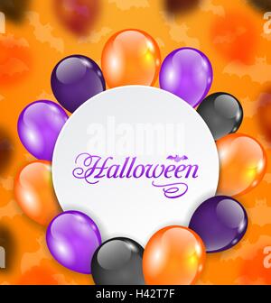 Halloween Greeting Card with Colored Balloons Stock Vector