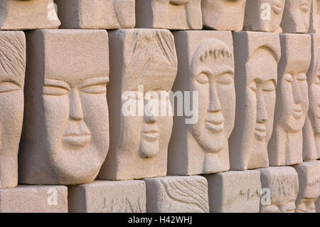 Art, stone, looks, heads, Stock Photo