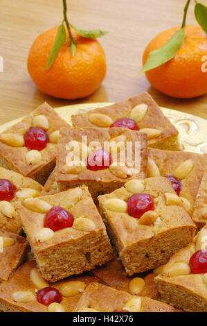 Plate, honey cakes, tangerines, medium close-ups, Stock Photo