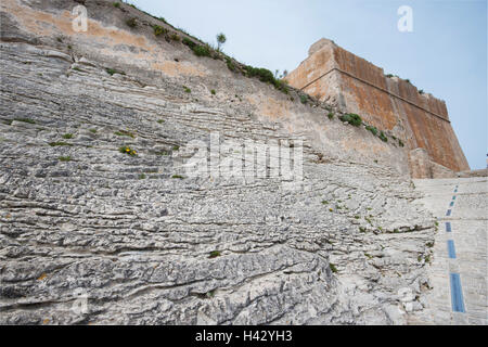 The lower part of the fortified wall, Bonifacio citadel Stock Photo