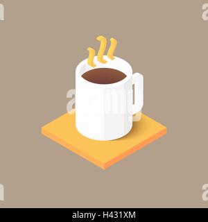Hot coffee in white cup icon Stock Vector