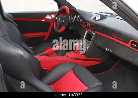 Gemballa Porsche, Avalanche, white, interior, red black, cockpit Stock Photo