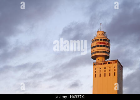 Germany, Hessen, Frankfurt on Main, Henninger Turm, evening light, Stock Photo