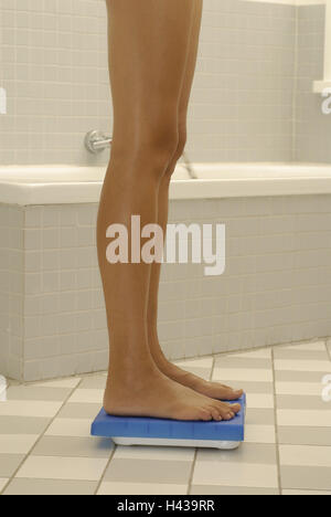 Bathrooms, woman, stand, bathroom scales, detail, feet, Stock Photo